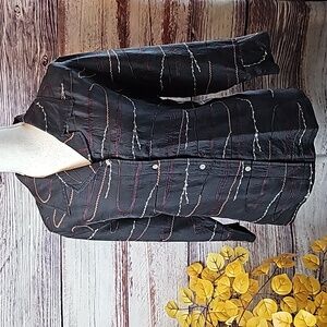 NEW FRENCH LAUNDRY BLACK 34 SLEEVE SILK BUTTON-UP BLOUSE